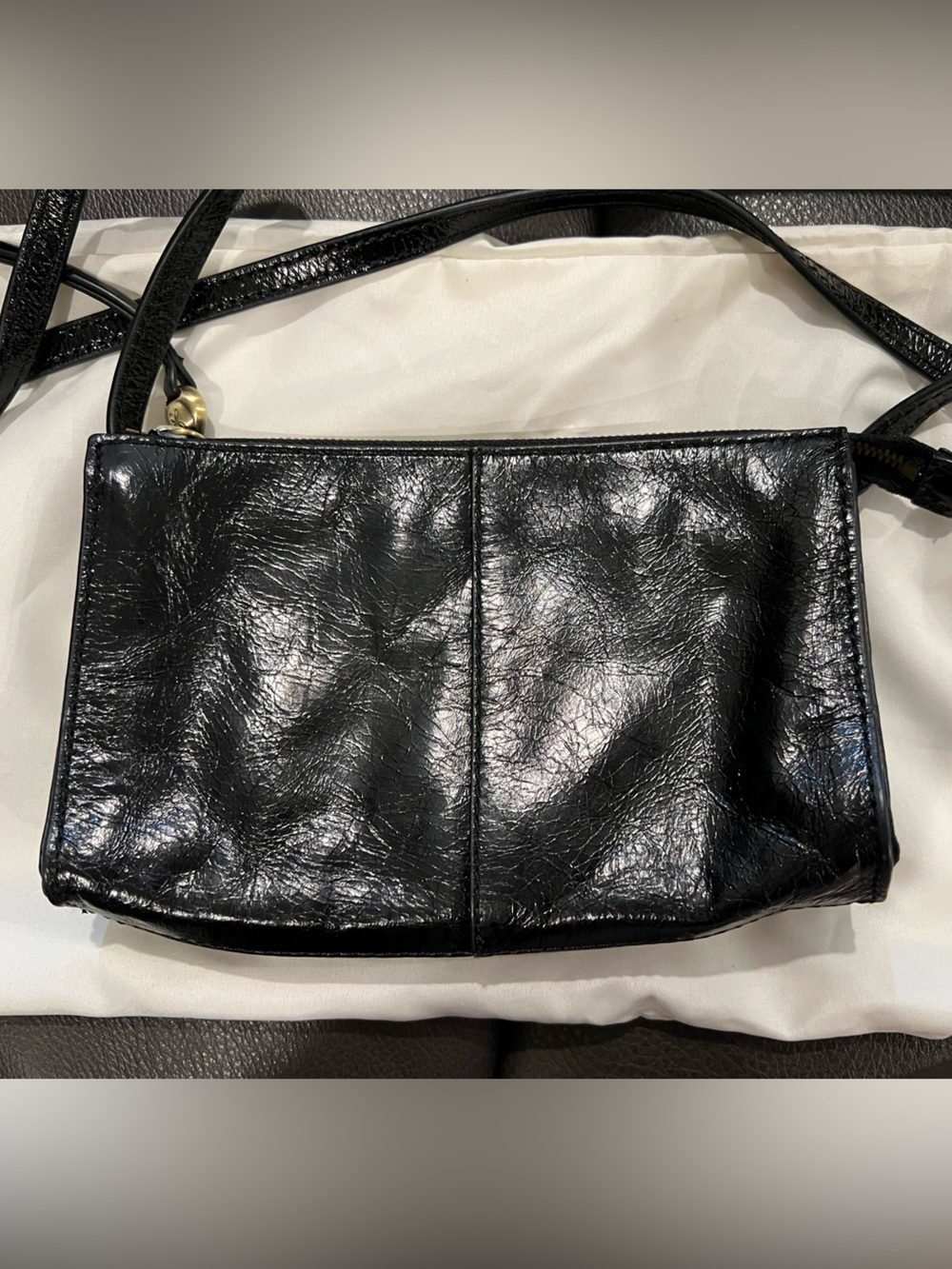 HOBO Black Patent Leather Crossbody Bag